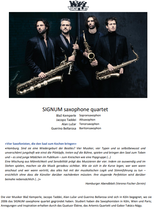 Signum Saxophone Quartett Vorstellung 1