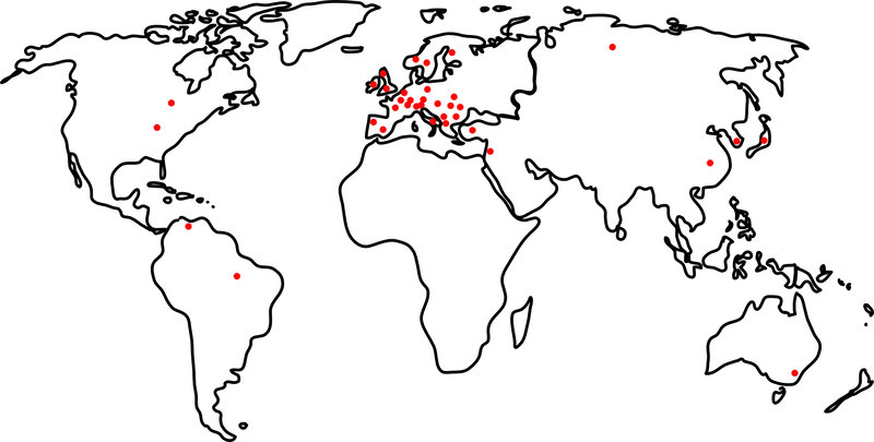 Weltkarte Teilnehmer 2000 - 2019